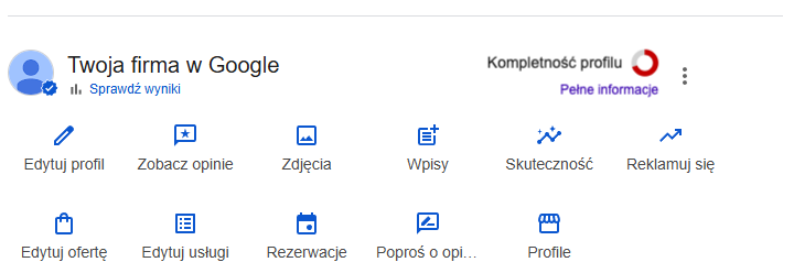 Kompletność profilu - niepełne informacje