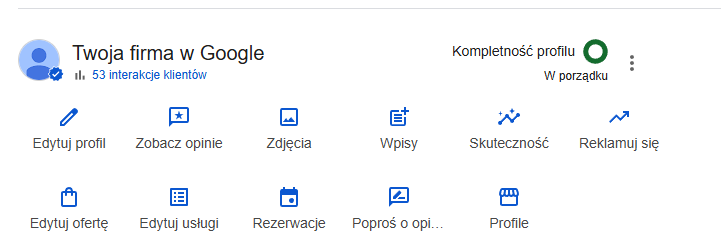 Kompletność profilu - pełne informacje