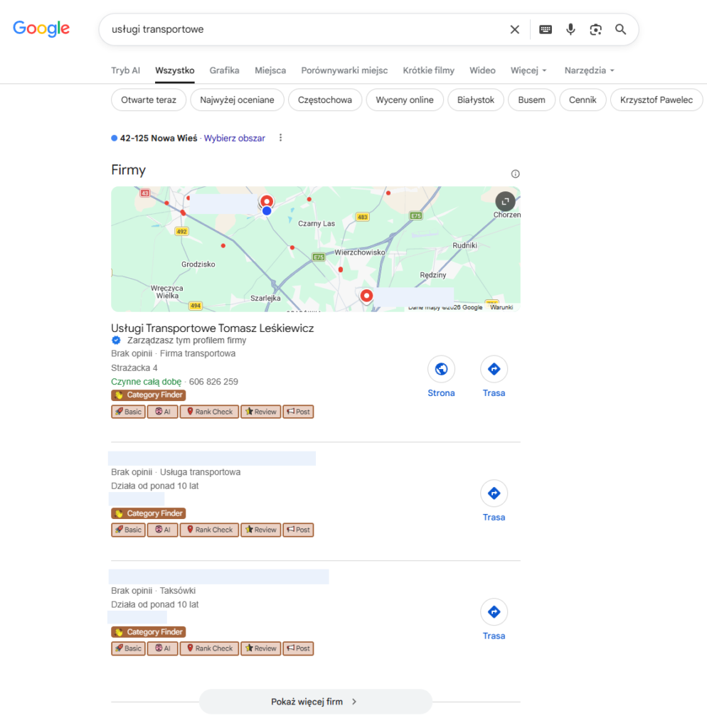 Wynik Pierwsze miejsce w wyszukaniu